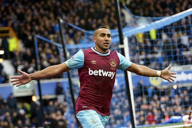 The superstar celebrates one of his goals for West Ham United in the Premier League last season