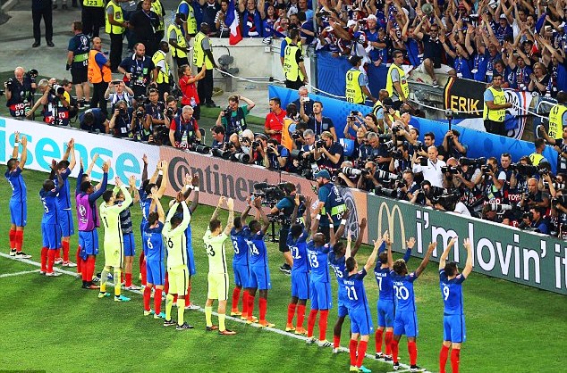 France players performing the Viking Clap after knocking Germany out of the Euro 2016
