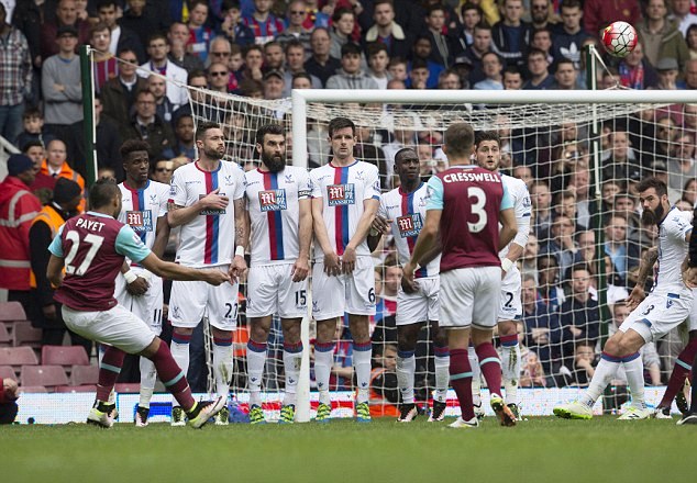 The West Ham sensation scores a free-kick against AFC Bournemouth in the Premier League last season