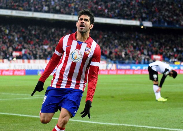 The forward celebrates one of his goals for Atletico Madrid