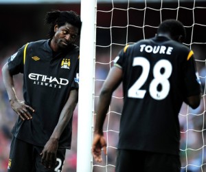 Manchester City's Kolo Toure and Emmanuel Adebayor may never be great pals!