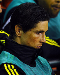Fernando Torres at Liverpool on the bench during a match
