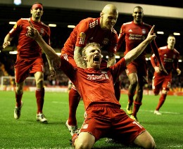 Dirk Kuyt helped Liverpool set a date with Sporting Braga in the UEFA Europa League.