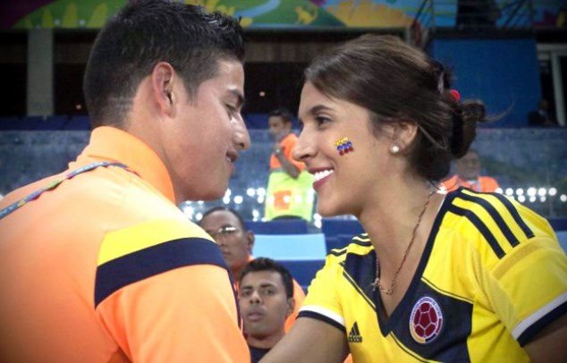 James Rodriguez (left) and his wife Daniela Ospina