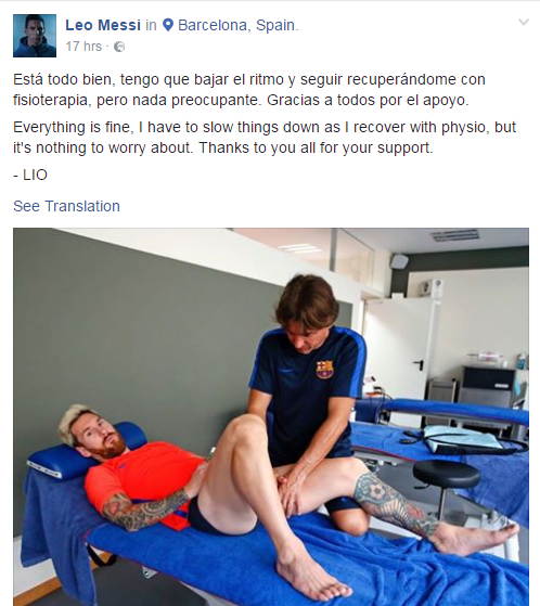 Lionel Messi, Facebook, Injury Update, Barcelona, La Liga