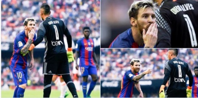Messi blows a kiss to Valencia fans