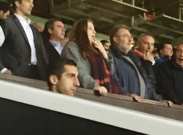Micki (seated) watched a previous Man United game from the stands at Old Trafford