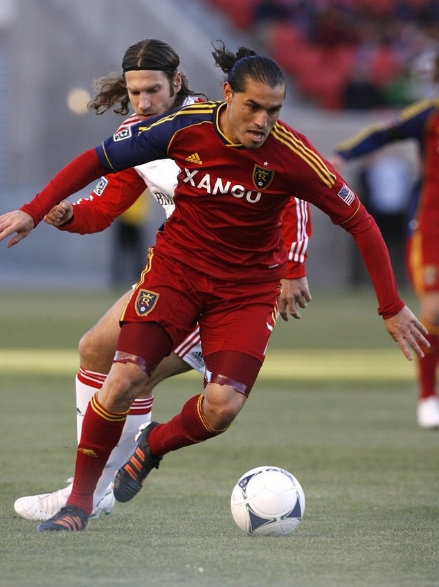 Espindola (front) in action against Real Salk Lake vs Toronto FC in the MLS