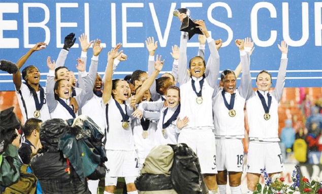 France WNT celebrate winning SheBelievesCup on March 7, 2017 in the USA