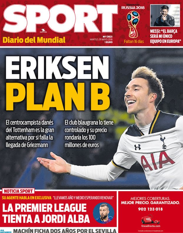 Christian Eriksen, Tottenham, Barcelona, English Premier League, La Liga
