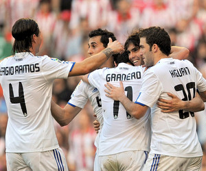 Real Madrid face Barcelona in El Clasico at the Bernabeu Stadium on April 16, 2011