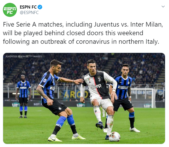 Juventus, Inter Milan, Coronavirus, Serie A