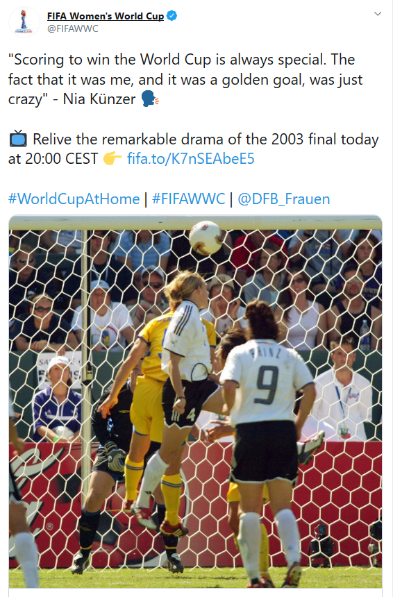 Germany Women, Sweden Women, FIFA Women's World Cup 2003, #WorldCupAtHome
