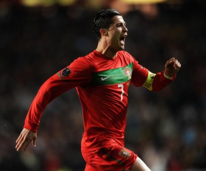 Cristiano Ronaldo scored a nice double against Bosnia in the UEFA Euro 2012 play-offs.