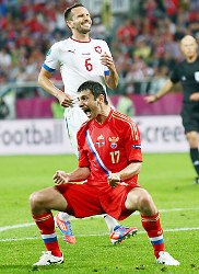 Russia secured an emphatic victory over the Czechs. Dzagoev got 2 goals.
