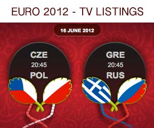 Euro 2012 TV listings for June 16, 2012