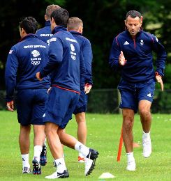 Spotlight on Great Britain captain Ryan Giggs at the London 2012 Olympic Football tournament.