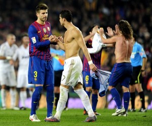 Barcelona and Real Madrid play on August 11, 2012.
