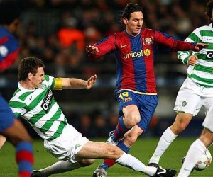 Lionel Messi playing against Celtic in Scotland - UEFA Champions League