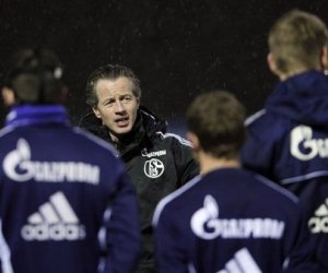 New Schalke coach Jens Keller at a training session ahead of his side's DFB Pokal fixture.