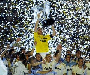 Real Madrid won the Spanish La Liga title with 100 points on May 13, 2012.