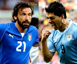 Pirlo's Italy and Suarez's Uruguay contend for bronze medals at the Confederations Cup 2013 Third-place Final on Sunday, June 30.