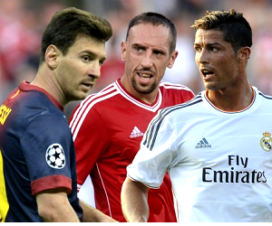 Lionel Messi, Cristiano Ronaldo and Franck Ribery lead the way in the Ballon d'Or 2013 awards.