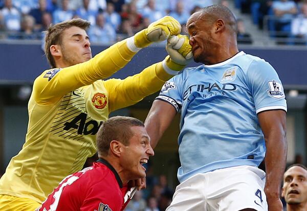 Big punch by De Gea during Manchester Derby