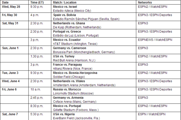 ESPN schedule