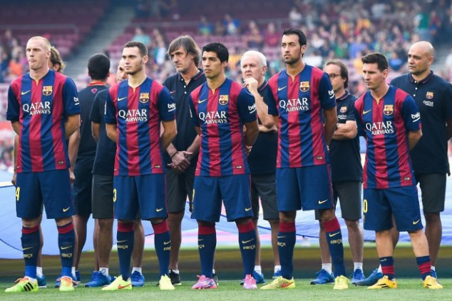 Luis Suarez, Lionel Messi, Jeremy Mathieu, Thomas Vermaelen, Barcelona, La Liga
