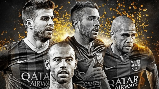 Gerard Pique, Jordi Alba, Javier Mascherano, Dani Alves, Barcelona
