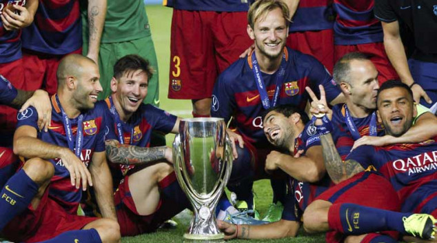 Lionel Messi, Javier Mascherano, Ivan Rakitic, Luis Suarez, Andres Iniesta