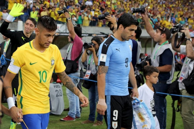 Neymar, Luis Suarez, Brazil, Uruguay, 2018 World Cup Qualifying