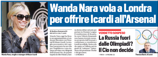 Wanda Nara, Mauro Icardi, Arsenal, Inter Milan, Serie A, English Premier League