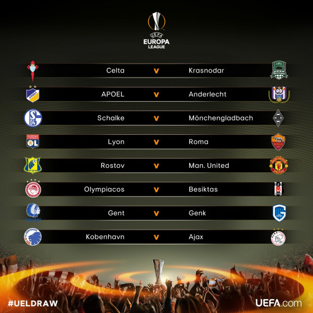 Europa League draw, Manchester United, Rostov, Lyon, Roma, Schalke, Borussia Monchengladbach