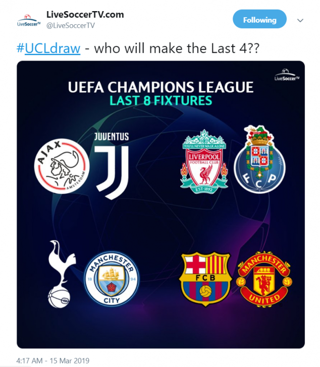UCL Draw, UEFA Champions League, Manchester United, Barcelona, Ajax, Juventus, Tottenham, Manchester City, Liverpool, Porto
