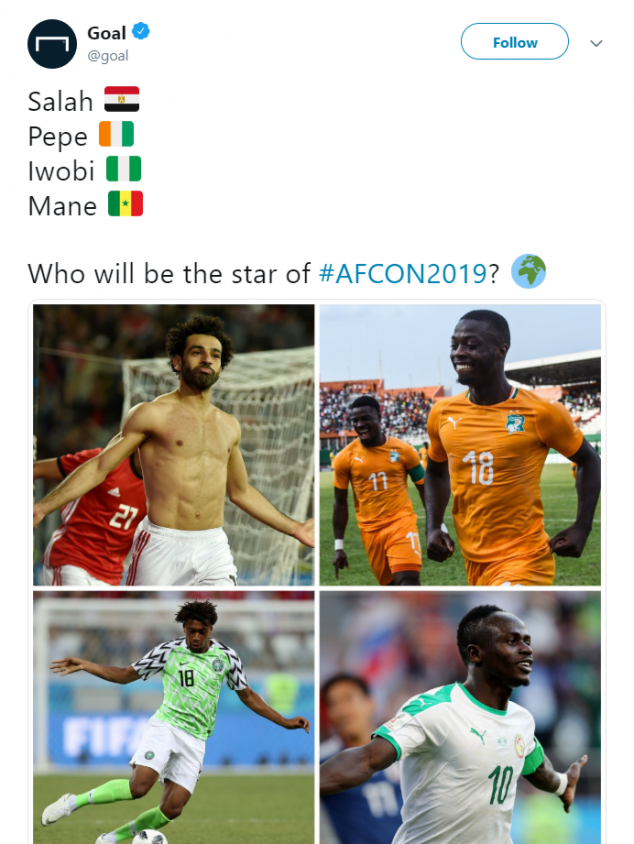 Mohamed Salah, Sadio Mane, Alex Iwobi, Nicolas Pepe, Egypt, Senegal, Ivory Coast, Nigeria, Africa Cup of Nations 2019