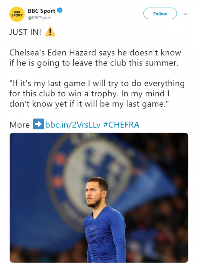 Eden Hazard, Chelsea, Arsenal, Europa League final