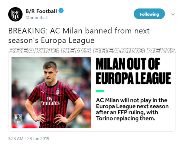 AC Milan, UEFA Europa League, CAS