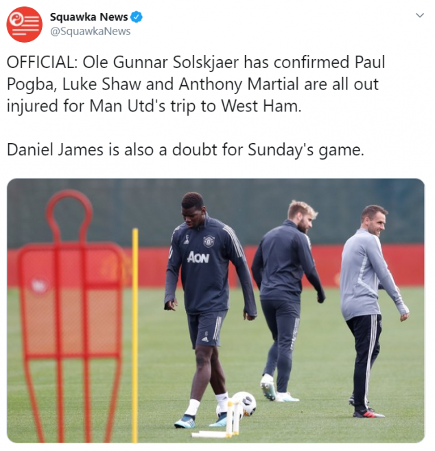 Paul Pogba, Anthony Martial, Daniel James, Luke Shaw, Manchester United, English Premier 