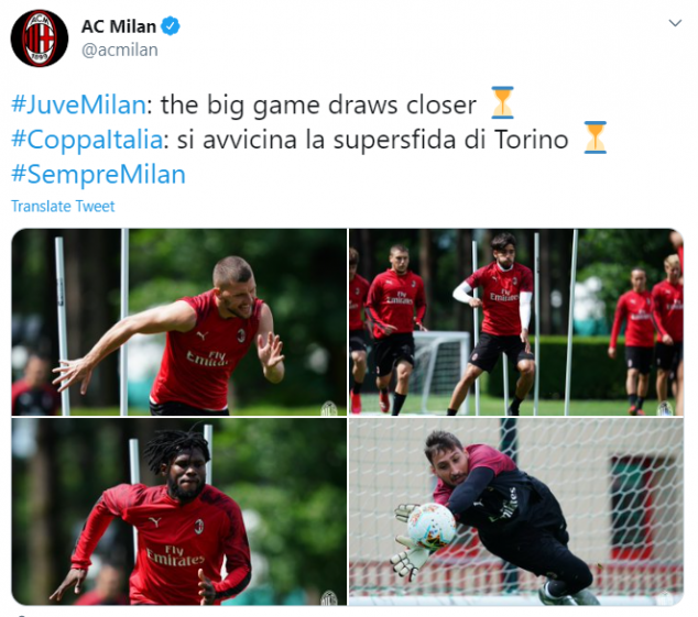 AC Milan, Juventus, Coppa Italia, Training