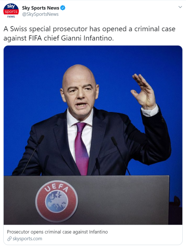 Gianni Infantino, FIFA, Switzerland, Case