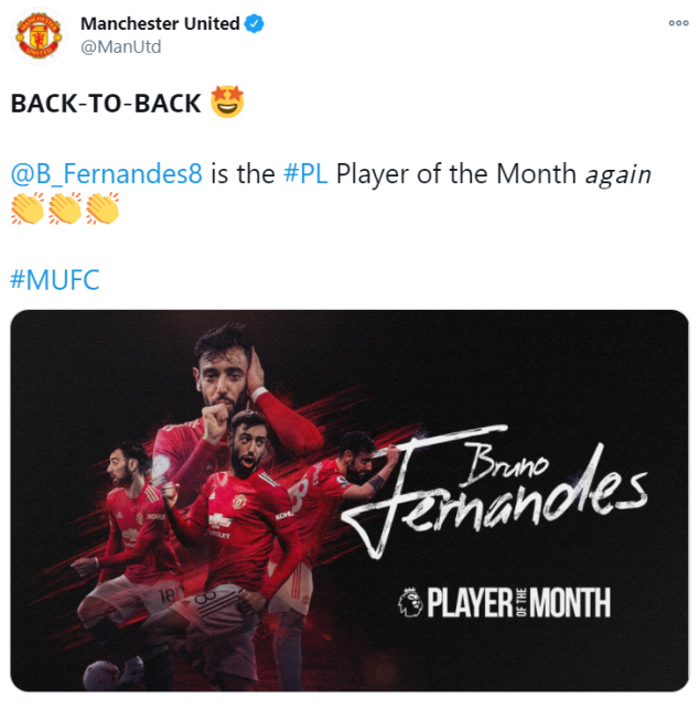 Bruno Fernandes, Manchester United, December Player of the Month, English Premier League