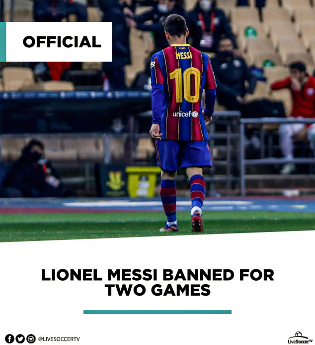Lionel Messi, Ban, Supercopa de Espana, Athletic Club, Barcelona