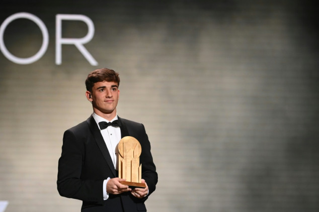 Barcelona's Gavi wins Kopa Trophy for best youngster at Ballon d'Or gala
