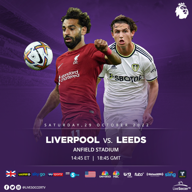 Liverpool, Leeds, English Premier League, Broadcast Listings