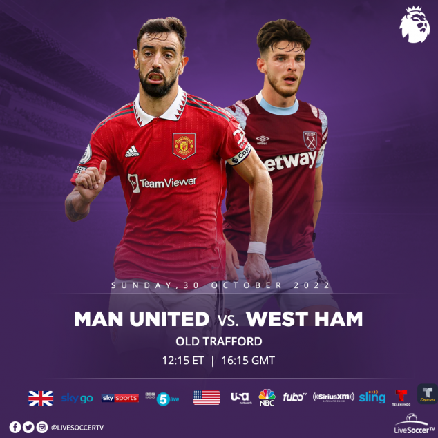 Manchester United, West Ham, Broadcast Listings, English Premier League