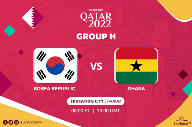 Korea Republic vs Ghana broadcast info