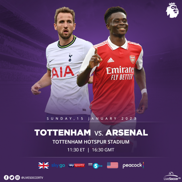 Tottenham, Arsenal, North London Derby, English Premier League, Broadcast Listings