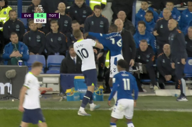 Everton midfielder sees red after punching Kane